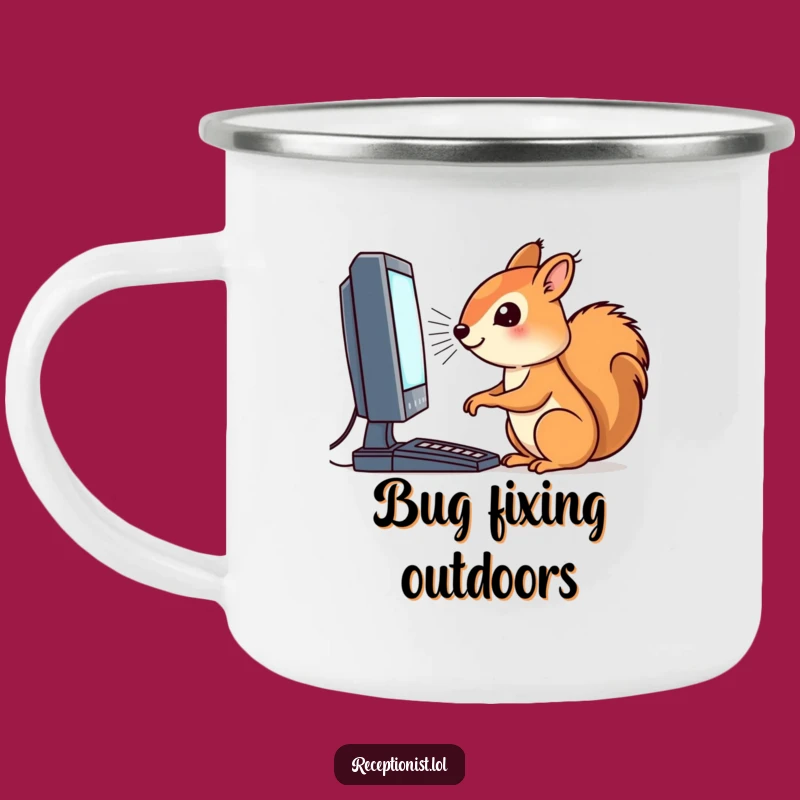 Funny Squirrel Coder Camping Mug - Durable Techie Outdoor Gift