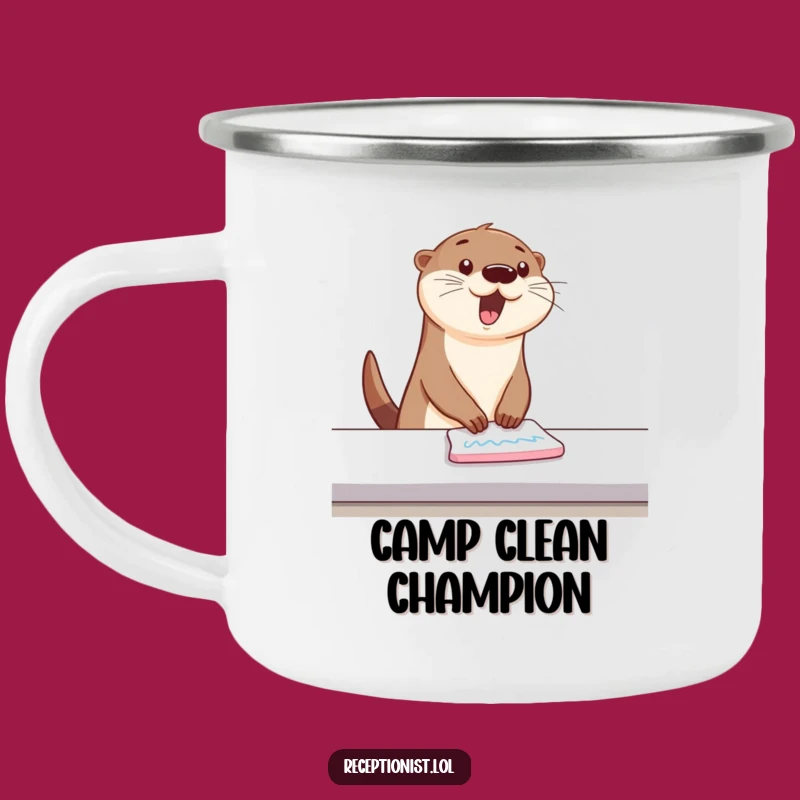 Funny Bouncing Otter Cleaning Camping Mug: Energized Sips Outdoors!