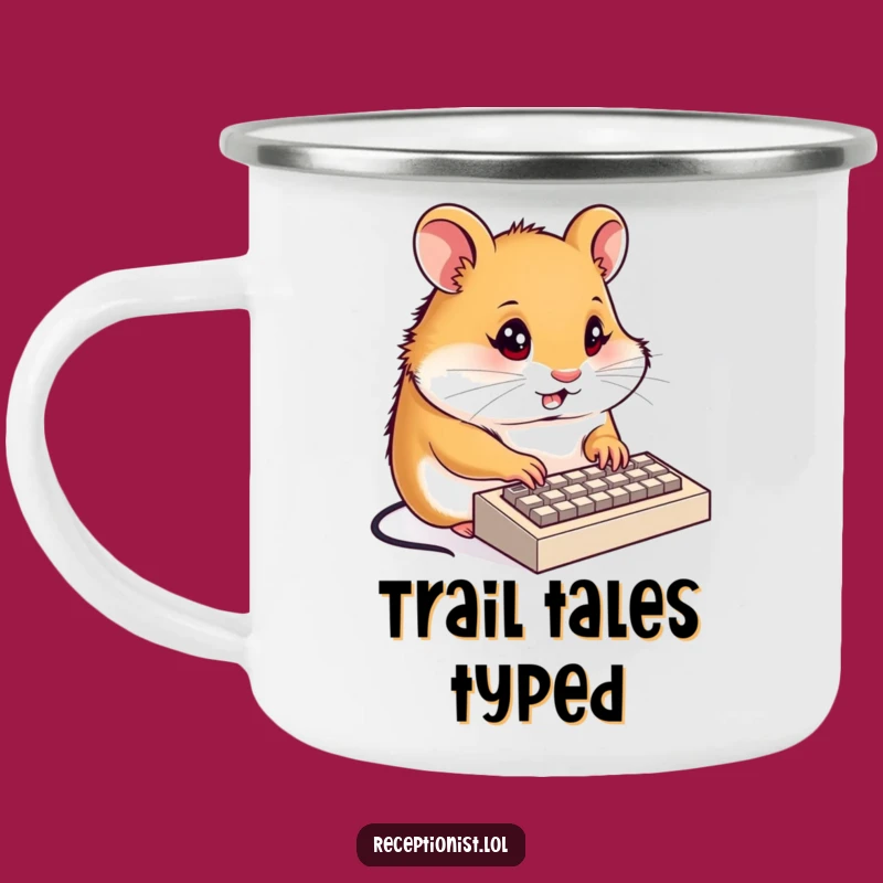 Funny Hamster Receptionist Camping Mug: Adventure with Focus, Ideal Funny Gift