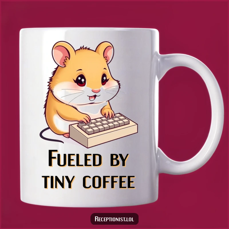 Funny Hamster Receptionist Mug: Busy Typing, Focused Energy, Perfect Funny Gift
