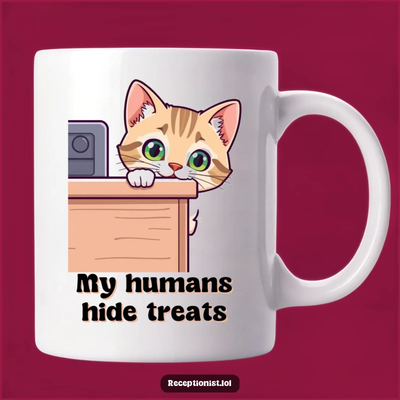 Funny Cat Desk Peek Mug - A Curious Feline Surprise Gift for Cat Lovers