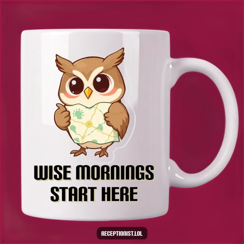Funny Wise Owl Mug: Map Pointer, Perfect Gift for Adventurers & Learners