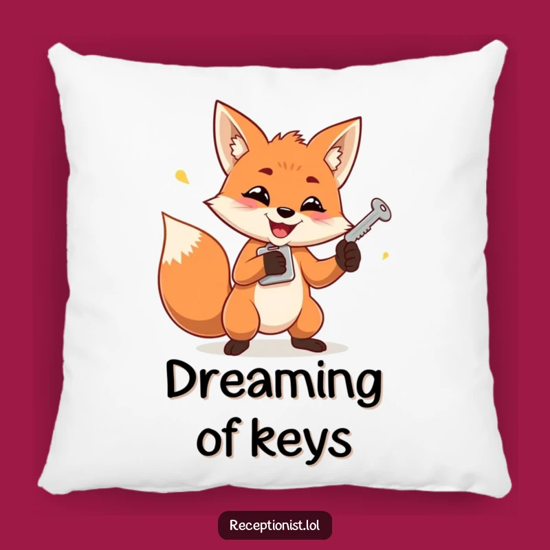 Comfy Funny Fox Juggling Keys Pillow: Snuggle with Slyness