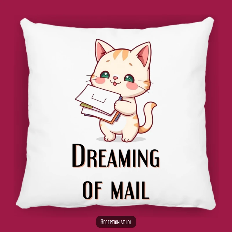 Funny Cat Mail Carrier Pillow - Cozy 'Holding Mail' Accent