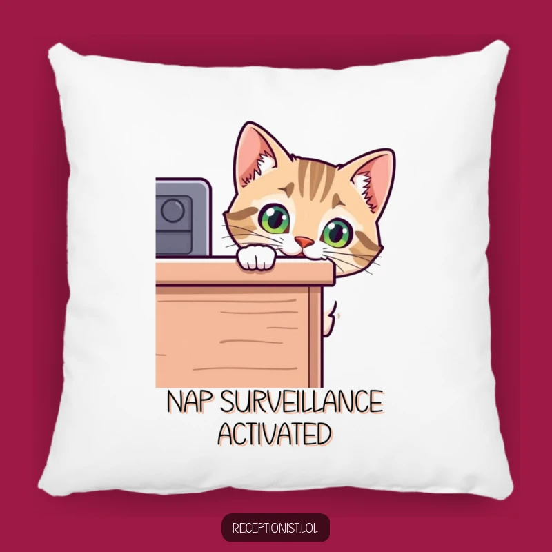 Funny Cat Desk Peek Pillow - Cozy Curious Feline Cushion, Decorative Gift