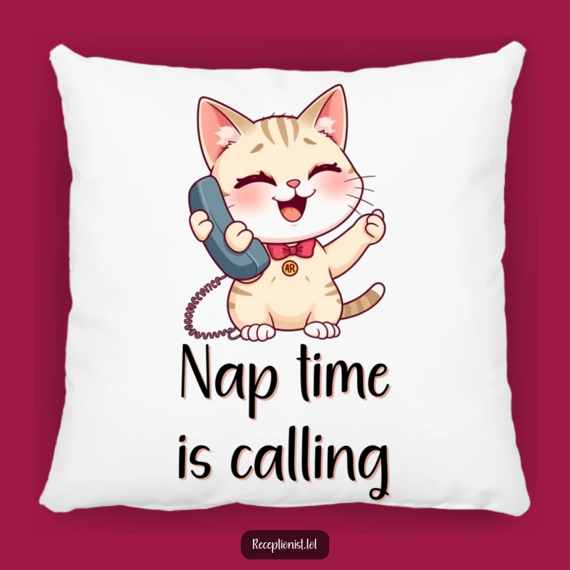 Funny Giggling Cat Receptionist Pillow - Comfy & Hilarious Gift for Cat Lovers