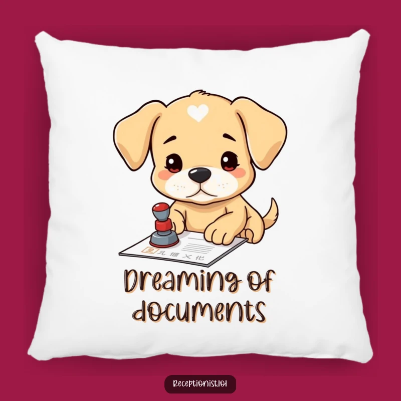 Funny Puppy Stamp Pillow: Snuggle Up with Official Cuteness!