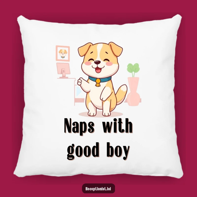 Funny Dog Receptionist Pillow: Soft Comfort with a Wagging Tail, Adorable Funny Gift