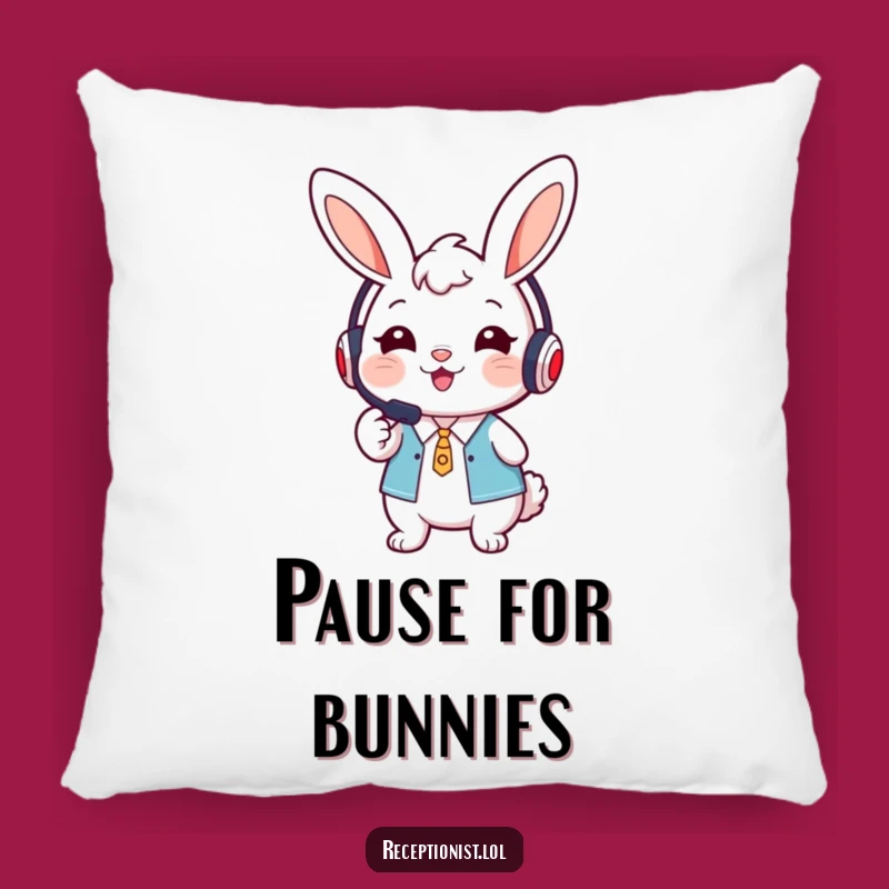 Funny Bunny Receptionist Pillow - Comfy & Welcoming Humor