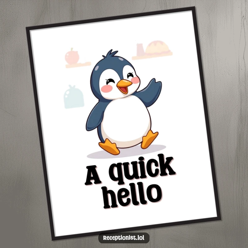 Funny penguin doing a greeting dance, available as high-resolution digital art.