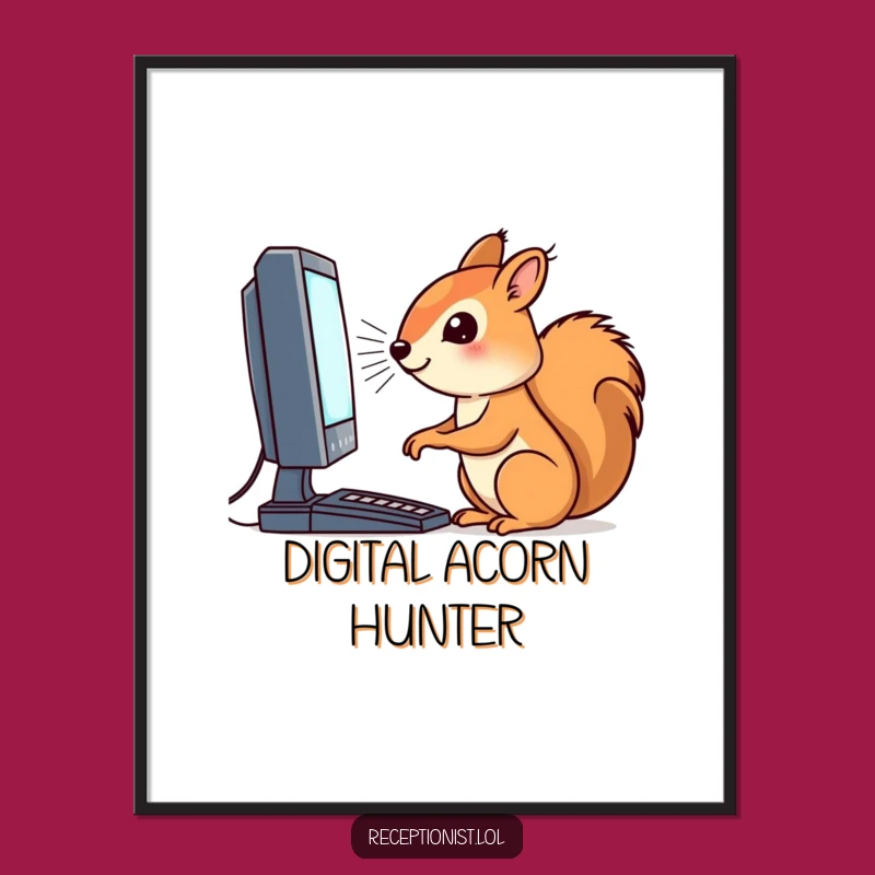 Funny Squirrel Coder Digital Art - Instant Geeky Wall Decor Gift