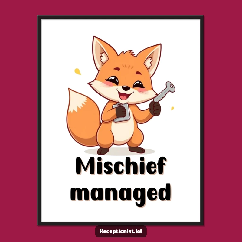 Funny Fox Juggling Keys Digital Print: Instant Clever Decor