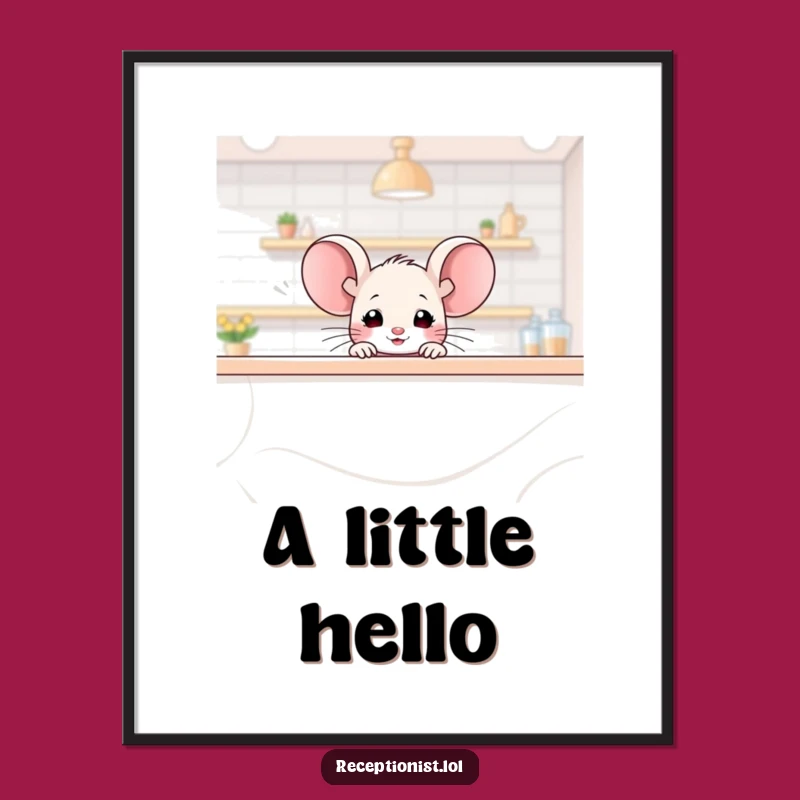 Funny Mouse Peek Art Print: Instant Whimsy, Charming Decor, Gift