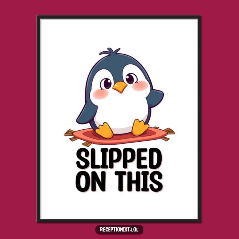 Funny Penguin Tripping Digital Art - Instant Download Cartoon Print