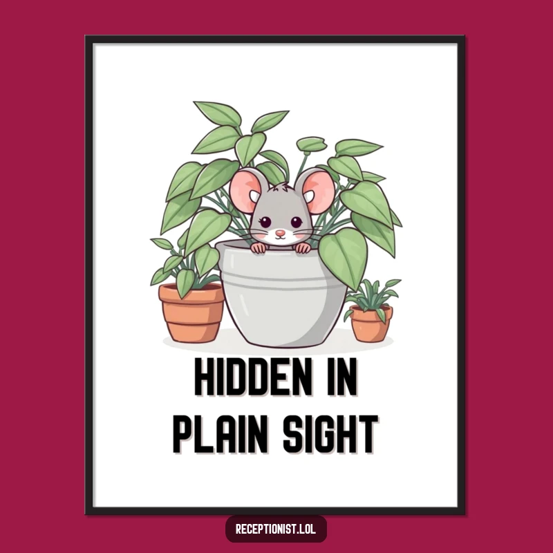 Funny Shy Mouse Digital Art - Instant Cute Wall Decor Gift