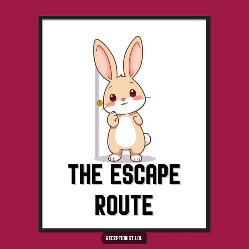 Funny Rabbit Door Art Print: Adventure Wall Decor, Perfect Funny Gift for Explorers!