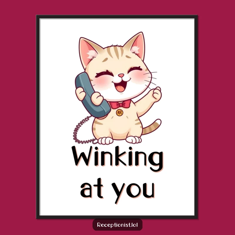 Funny Giggling Cat Receptionist Digital Art - Instant Humor & Gift