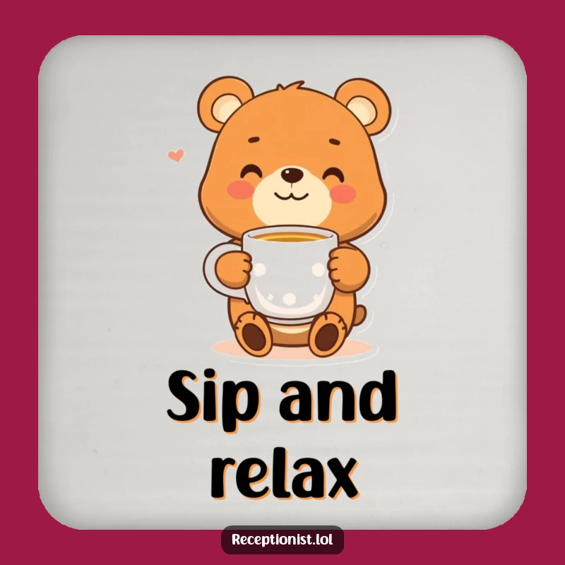Funny Bear Tea Coaster - Protect Surfaces with Cozy Character Humor