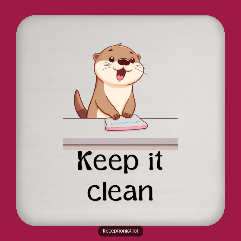 Funny Bouncing Otter Cleaning Coasters: Protect Surfaces with Energetic Humor!