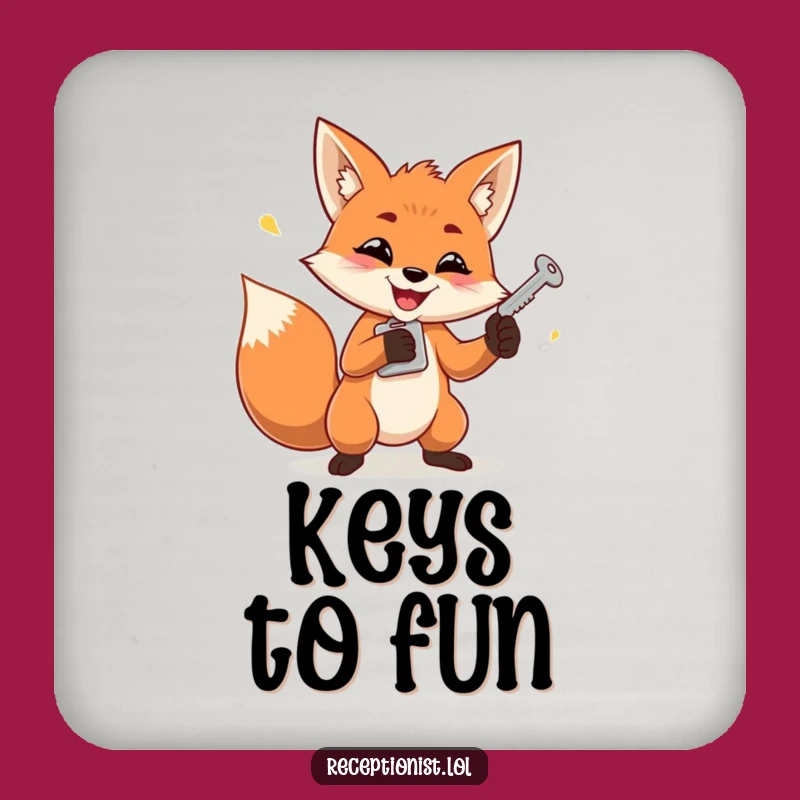 Funny Fox Juggling Keys Coasters: Protect Surfaces with Cunning
