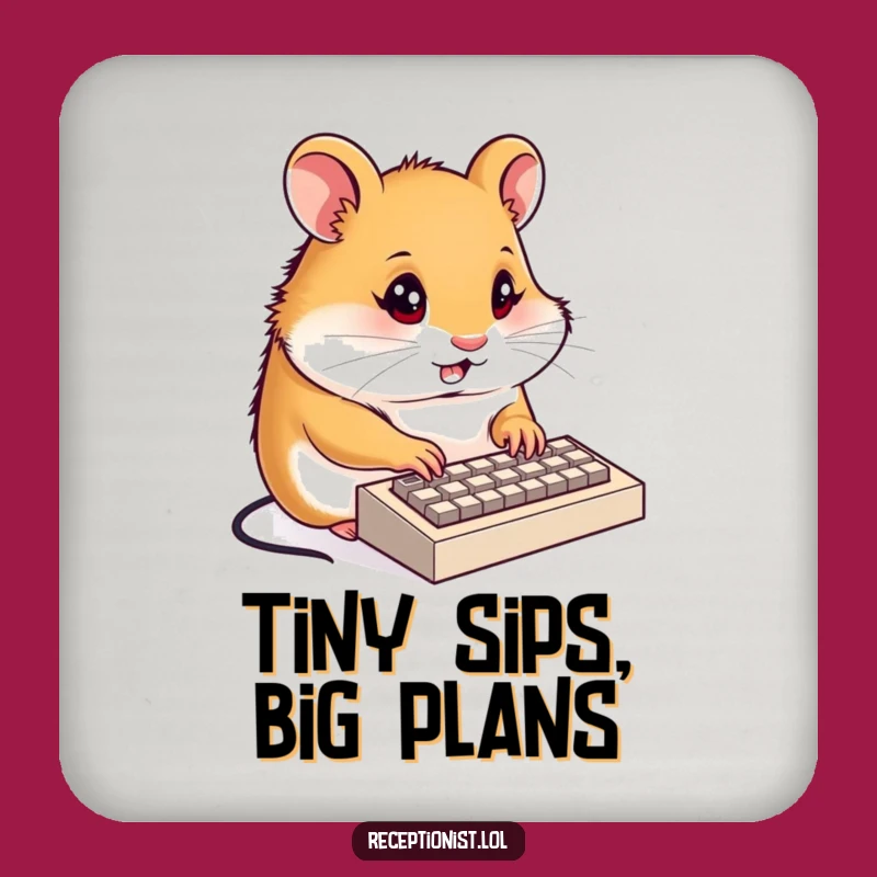 Funny Hamster Receptionist Drink Coaster: Protect Surfaces with Focus, Cute Funny Gift