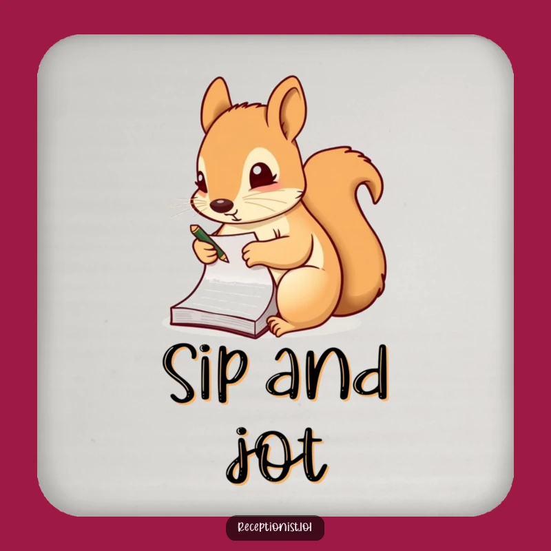 Funny Squirrel Coaster: Note Your Drink Spot, Adorable Funny Gift!