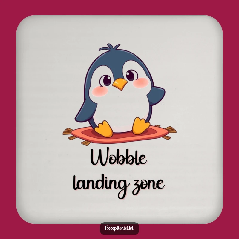 Funny Penguin Tripping Drink Coaster - Protect Surfaces with Cartoon Charm