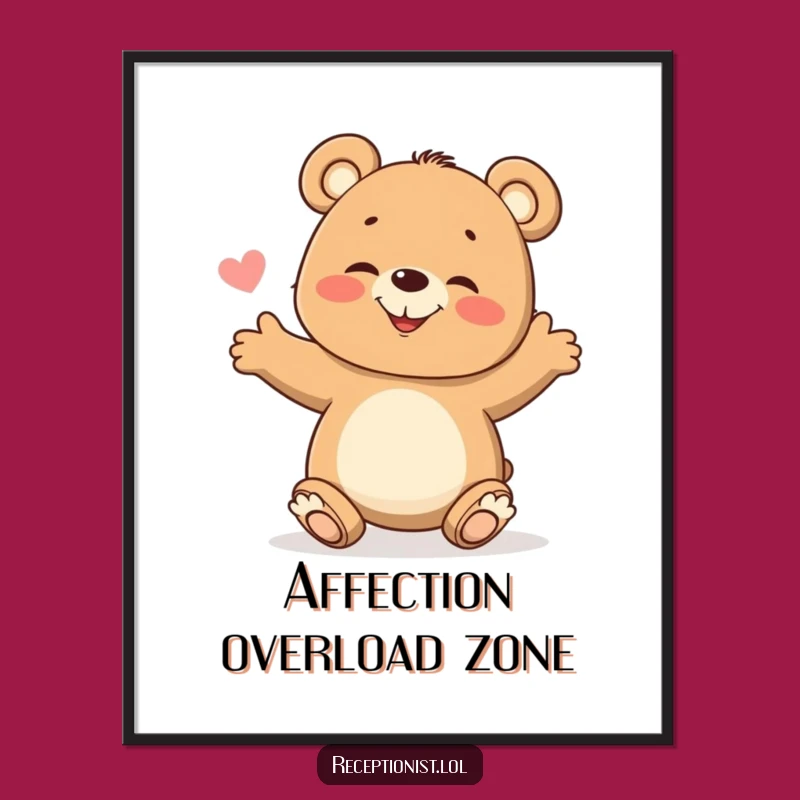 Funny Giggling Bear Cub Poster: Adorable Wall Art, Perfect Cheerful Gift