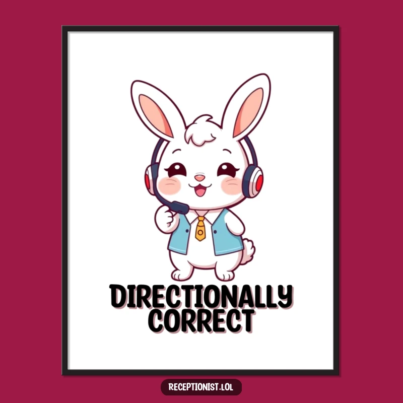 Funny Bunny Receptionist Poster - Welcoming Wall Art Gift