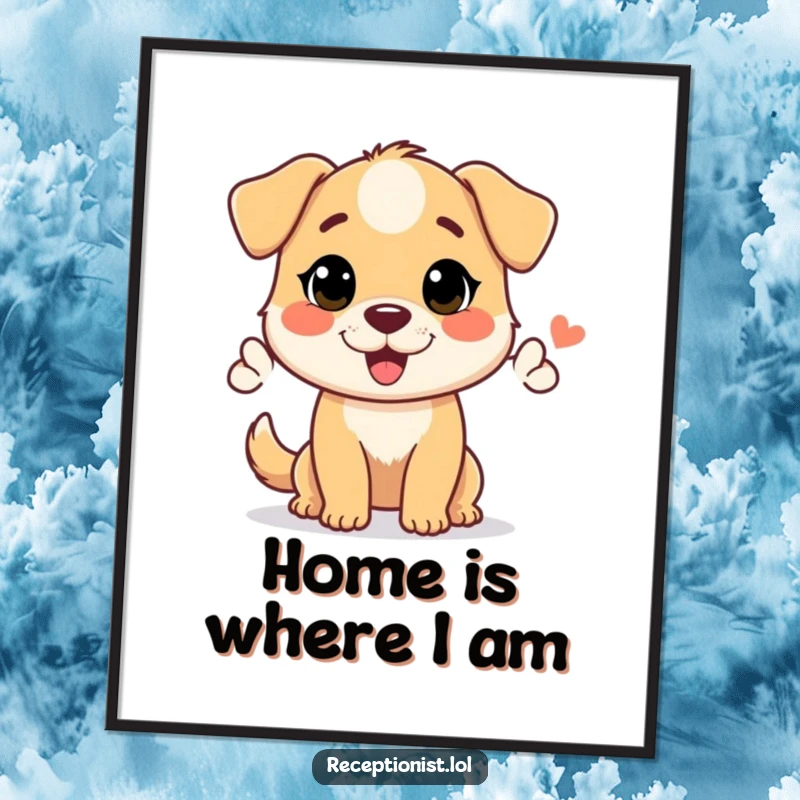 Funny poster print of a cheerful dog character extending a warm, welcoming nod, symbolizing friendship and hospitality.