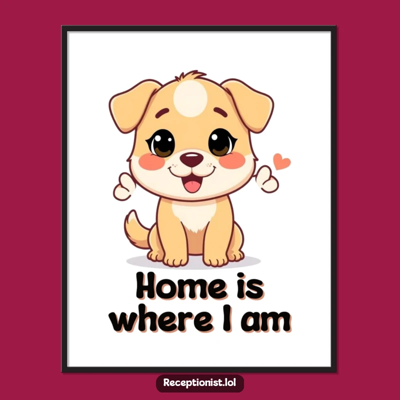 Funny Helpful Dog Poster Print - Adorable Welcoming Animal Art Gift
