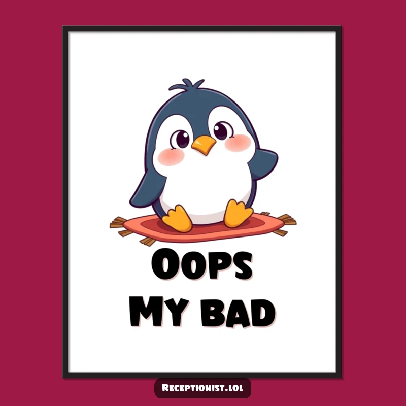 Funny Penguin Tripping Poster - Whimsical Cartoon Art for Wall Decor