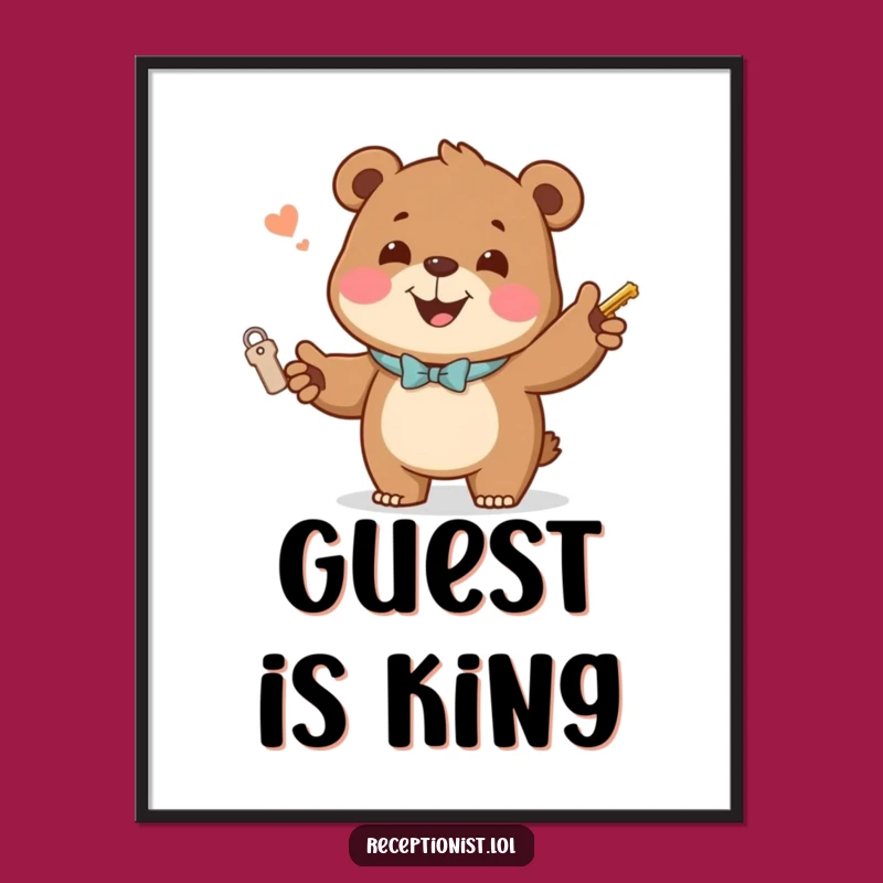 Funny Joking Bear Hotel Poster: Art for the Warm & Welcoming!