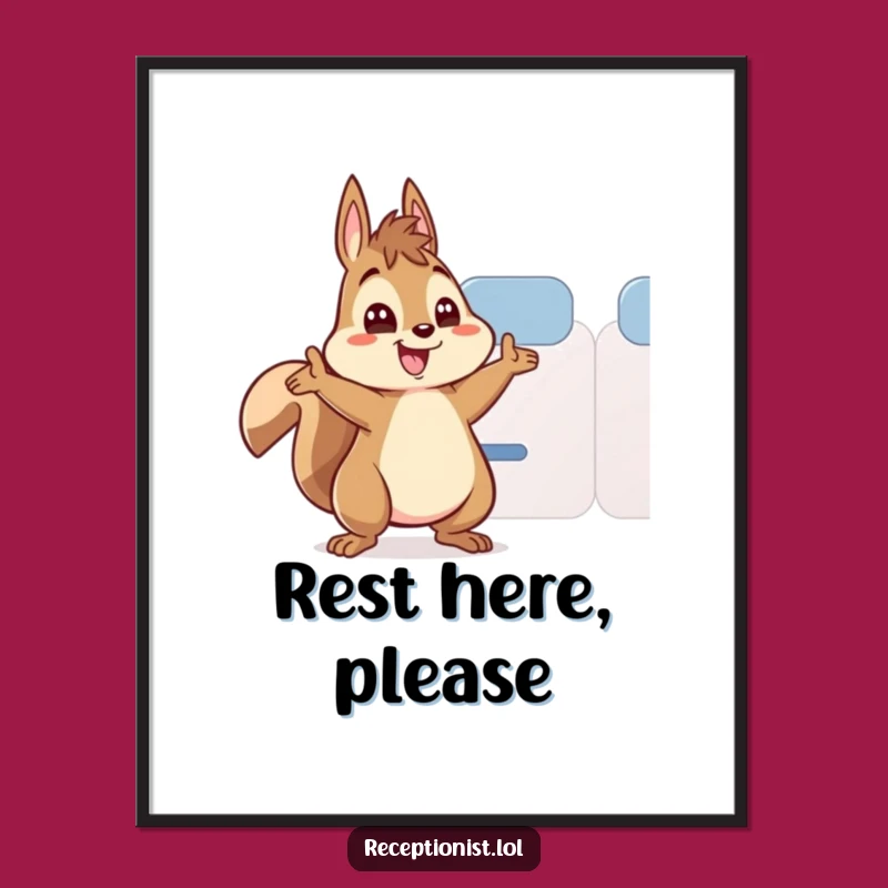 Funny Squirrel Seating Guide Poster: Hilarious Wall Art, Perfect Gift