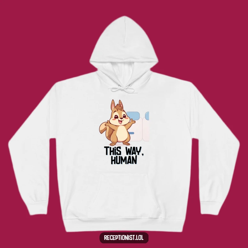 Cozy Funny Squirrel Director Hoodie: Warm and Humorous Gift for Welcomers