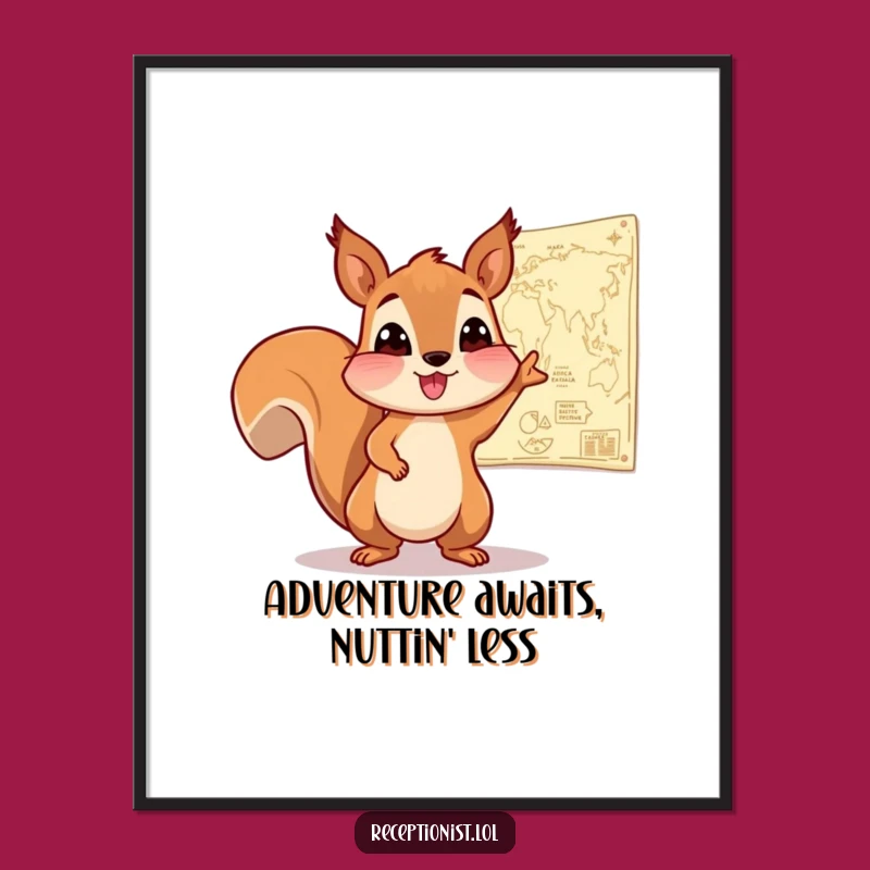 Funny Free Printable Wall Art: Squirrel's Map Adventure Decor