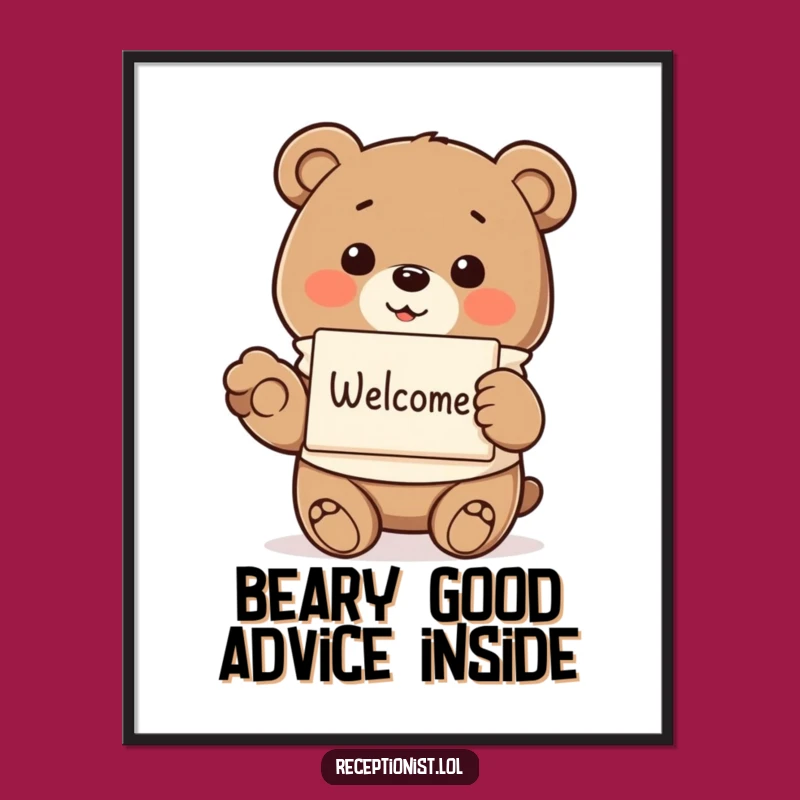 Funny Free Printable Wall Art: Welcoming Bear Scene, Downloadable Gift