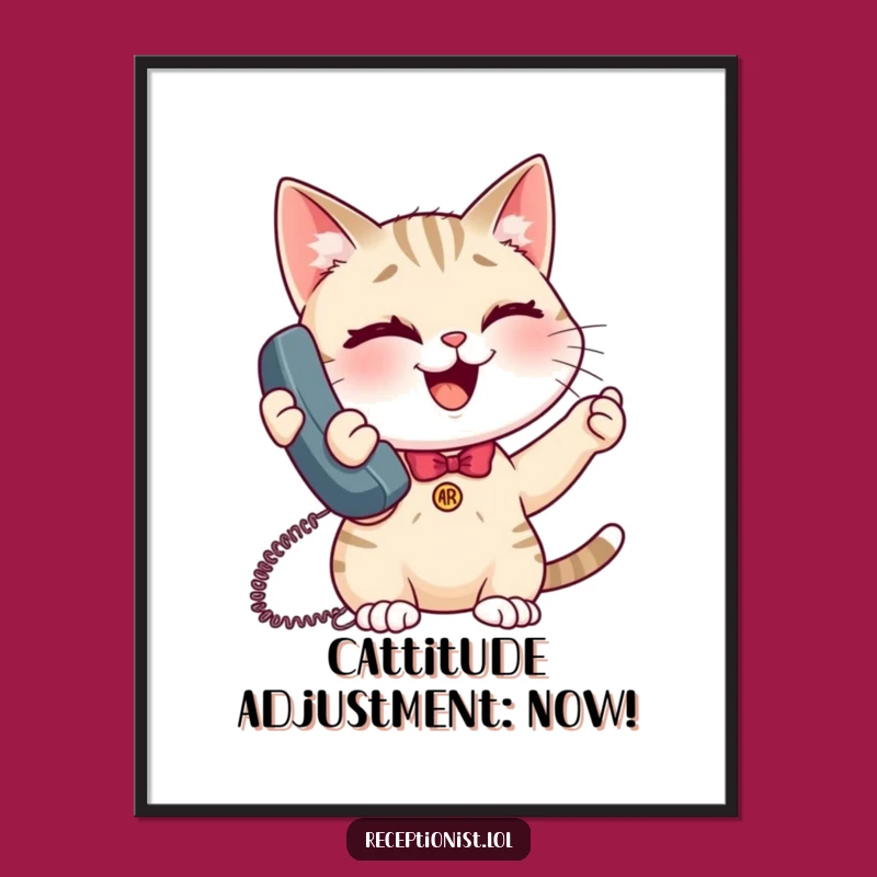 Free Printable Cat Receptionist Wall Art: Funny Downloadable Decor