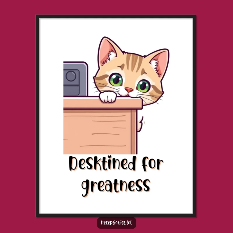 Free Printable Wall Art: Funny Cat Desk Peeker, Hilarious Downloadable Art for Home Decor