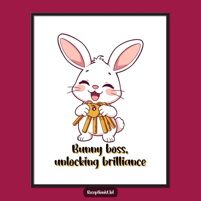 Funny Free Printable Wall Art: Bunny Offering Keys for Whimsical Home Decor
