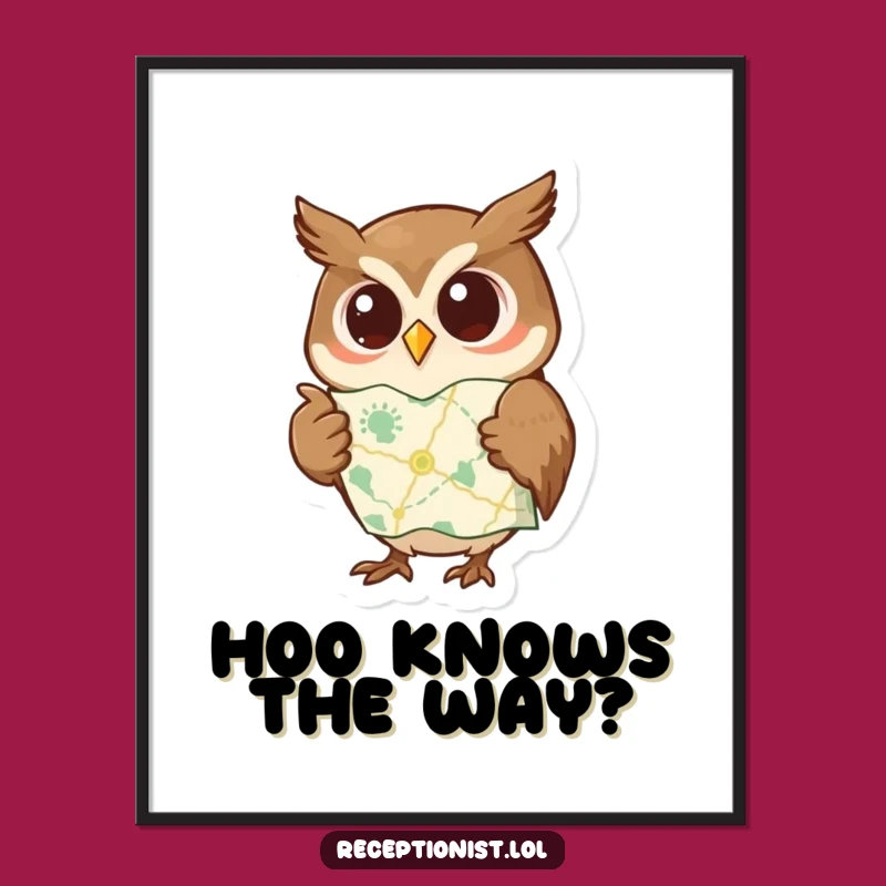 Funny Free Printable Wall Art: Wise Owl Map Reader, Inspiring Downloadable Decor