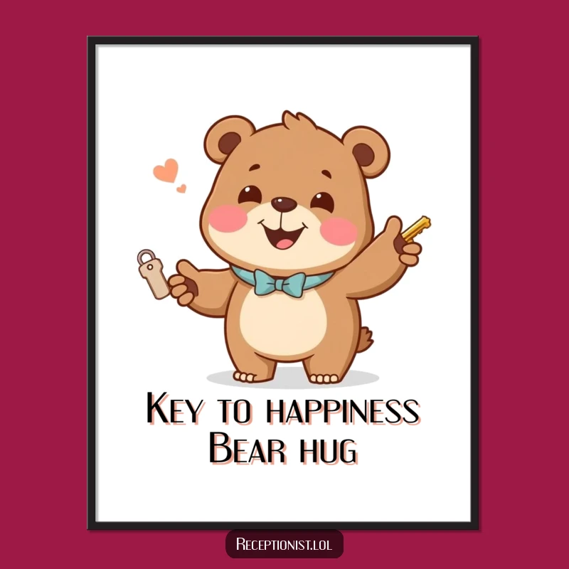 Funny Free Printable Wall Art: Jovial Bear, Room Keys, Humorous Downloadable Decor!