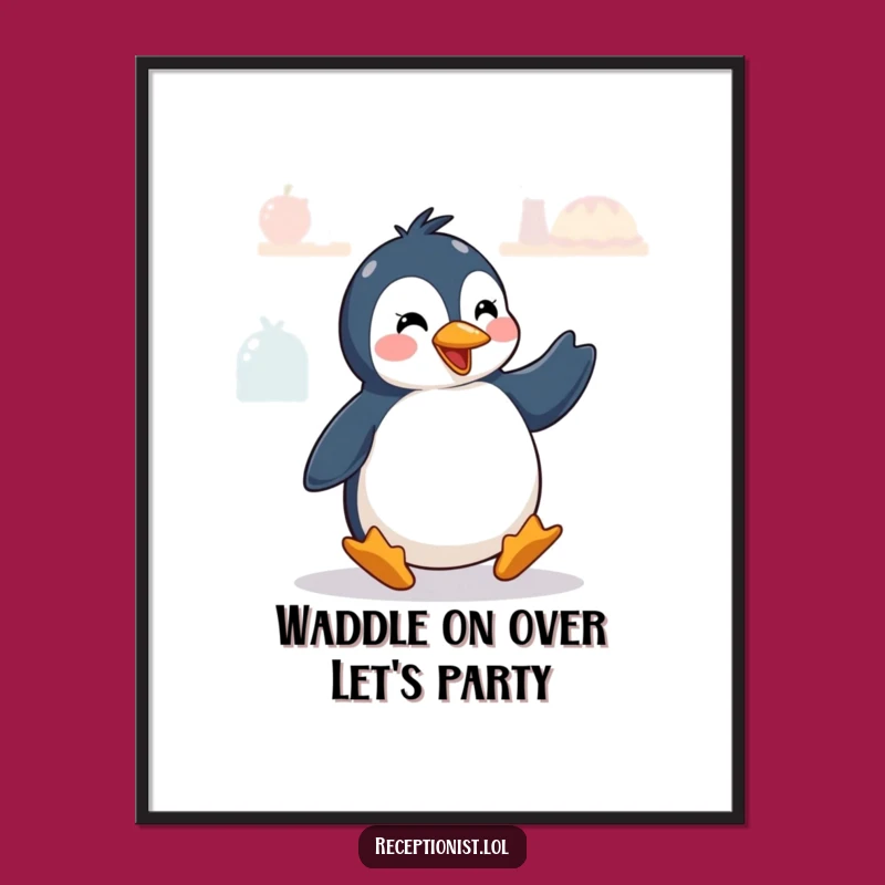 Funny Free Printable Wall Art: Penguin's Greeting Dance - Quirky Downloadable Decor