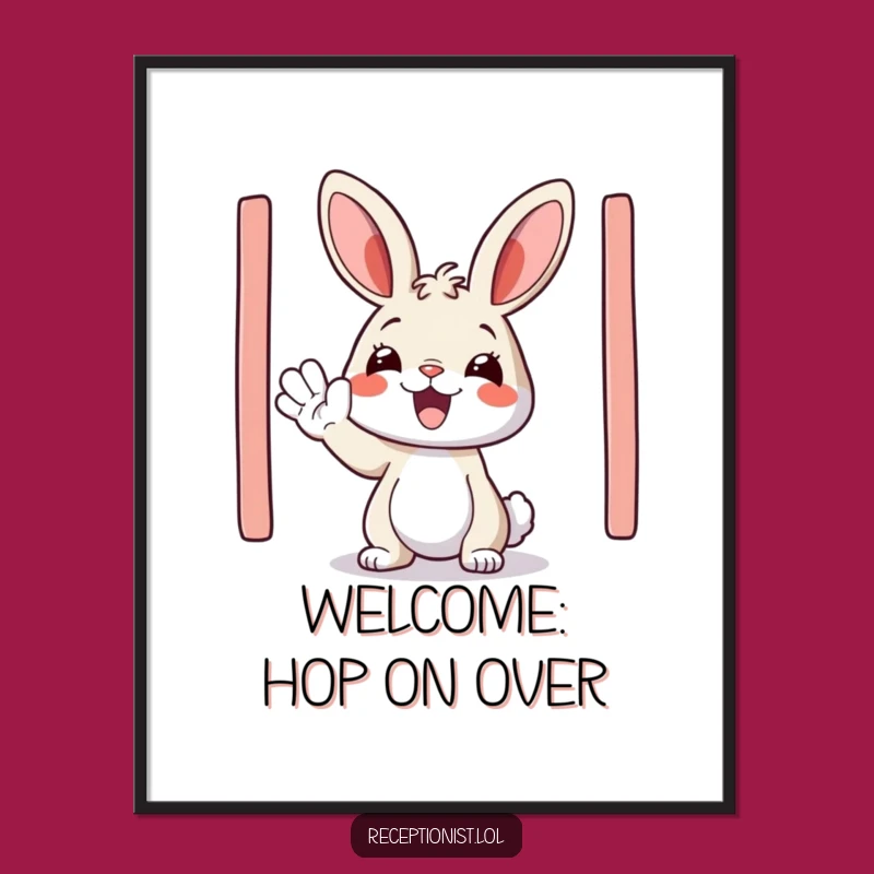 Funny Free Printable Wall Art: Happy Bunny Welcoming Guests With Cheer!