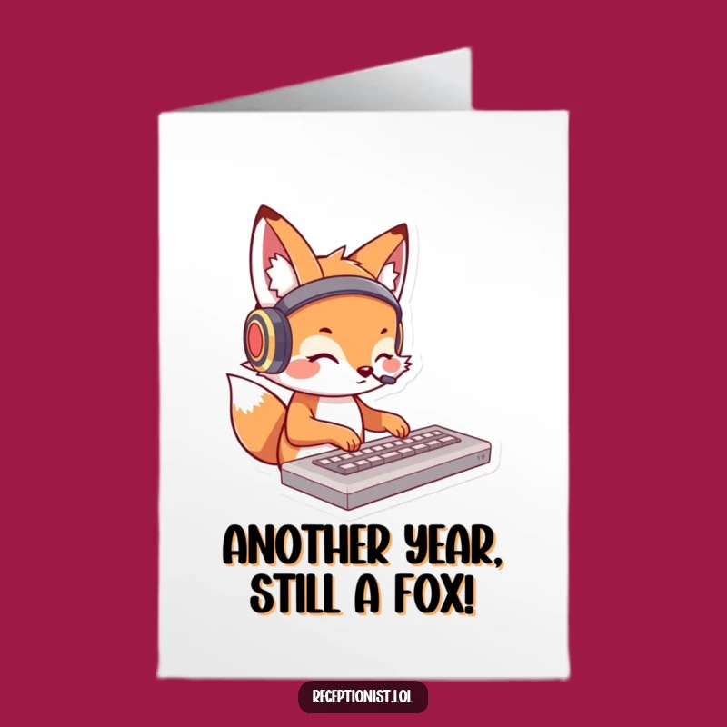 Free Printable Birthday Card: Fox DJ Typing, Cool Downloadable Gift!