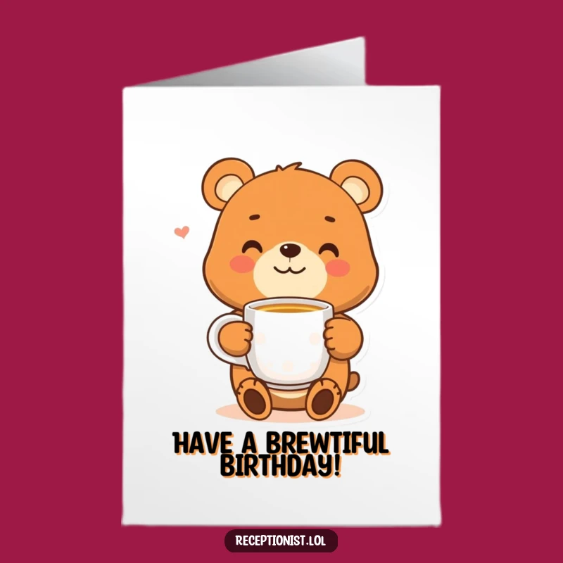 Free Printable Birthday Card: Cozy Bear Tea Time, Warm & Funny Downloadable Gift