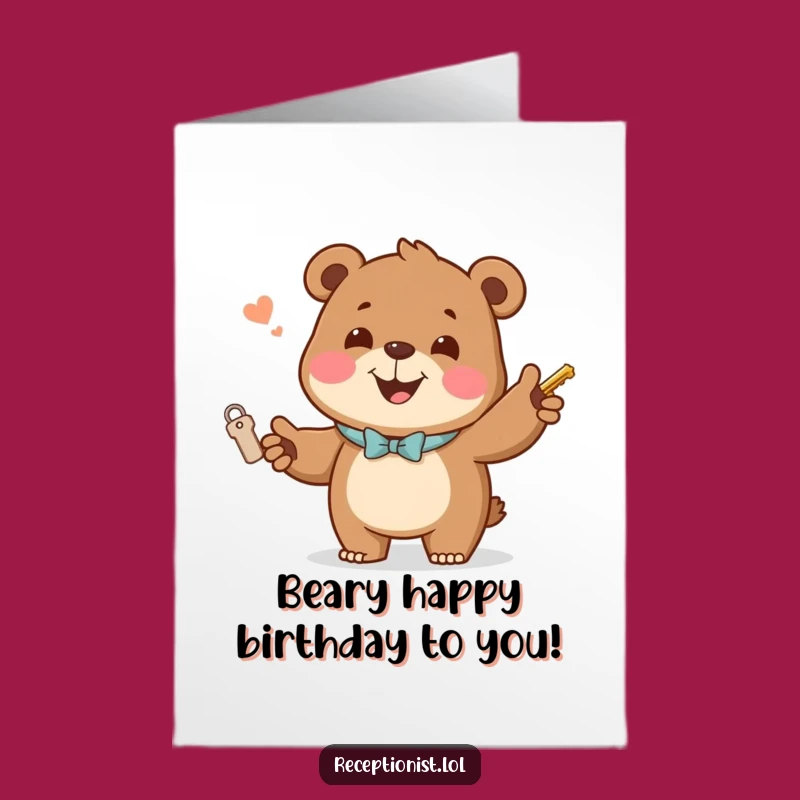 Free Printable Birthday Card: Jovial Bear, Room Keys, Hilarious Downloadable Birthday!