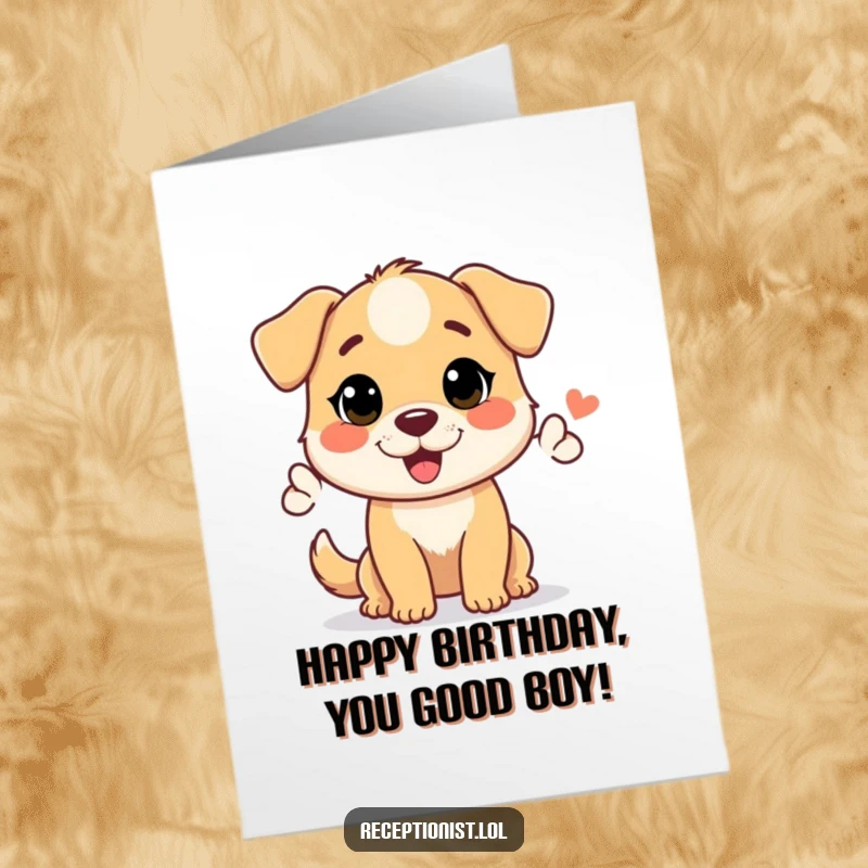 Funny Free Printable Birthday Card: A friendly dog character giving a warm, welcoming nod with a big smile.