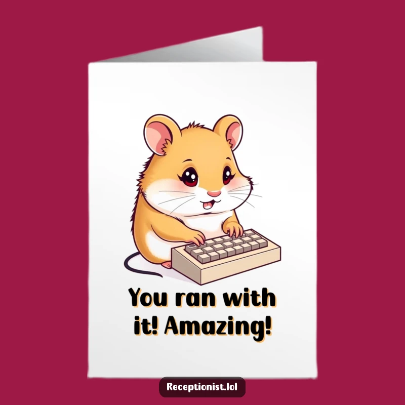 Free Printable Congrats Card: Busy Hamster Card, Typing Success for Your Big Achievement