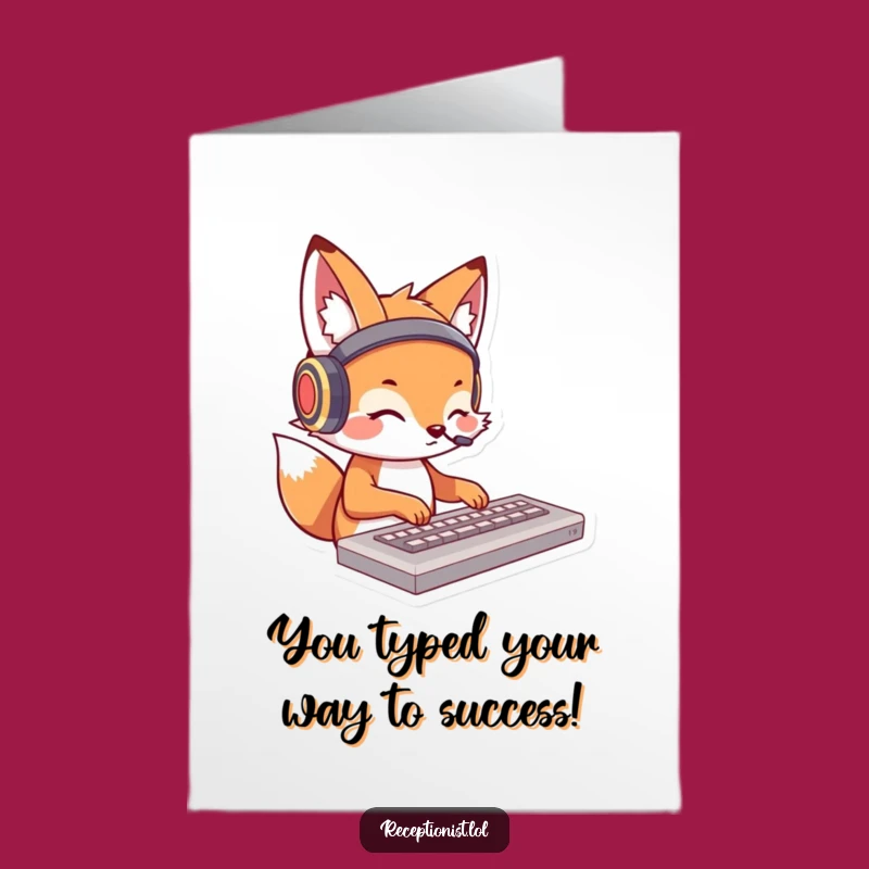 Free Printable Congrats Card: Fox Typing, Techy Downloadable Celebration!